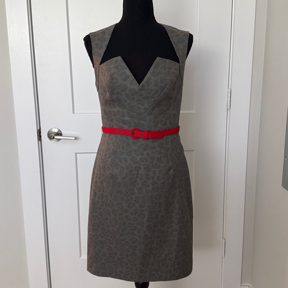 Black Halo Sleeveless Dress with Red Belt